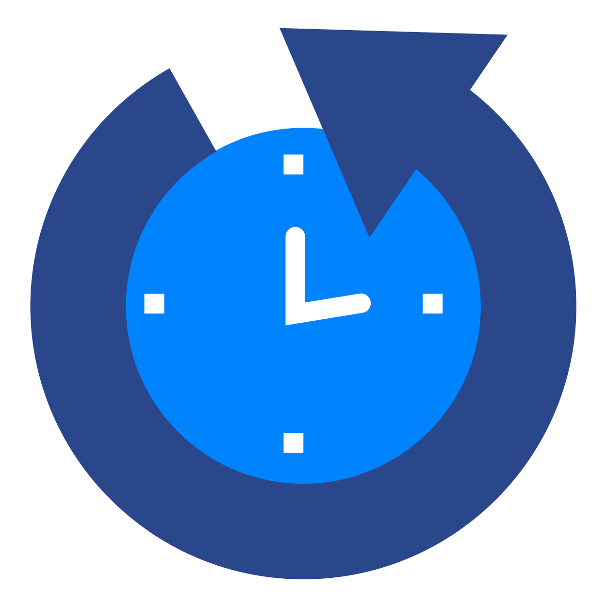 A clock with an arrow going around it showing 24-48 hour time